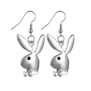 SILVER PLAYBOY BUNNY EARRINGS 